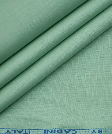 Cadini Men's Cotton Linen Solids 2.25 Meter Unstitched Shirting Fabric (Mint Green)