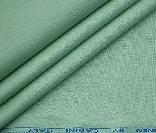 Cadini Men's Cotton Linen Solids 2.25 Meter Unstitched Shirting Fabric (Mint Green)