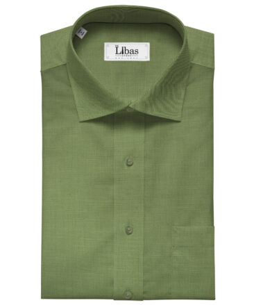 Cadini Men's Cotton Linen Solids 2.25 Meter Unstitched Shirting Fabric (Olive Green)