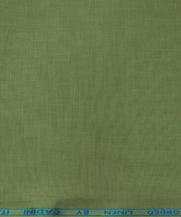 Cadini Men's Cotton Linen Solids 2.25 Meter Unstitched Shirting Fabric (Olive Green)