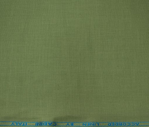 Cadini Men's Cotton Linen Solids 2.25 Meter Unstitched Shirting Fabric (Olive Green)