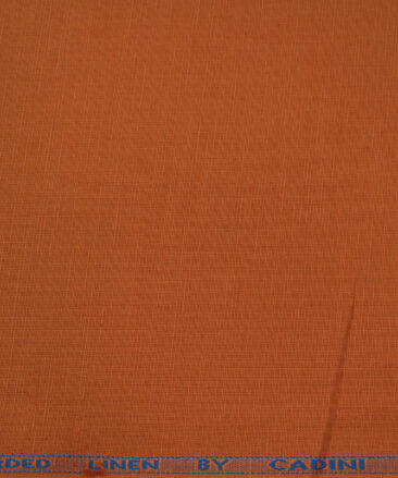 Cadini Men's Cotton Linen Solids 2.25 Meter Unstitched Shirting Fabric (Orange)