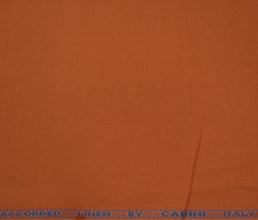 Cadini Men's Cotton Linen Solids 2.25 Meter Unstitched Shirting Fabric (Orange)