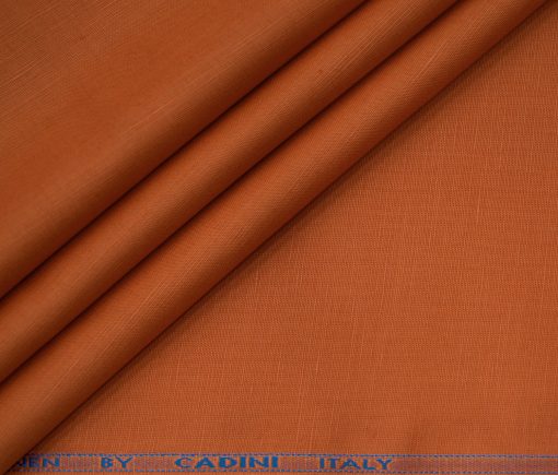 Cadini Men's Cotton Linen Solids 2.25 Meter Unstitched Shirting Fabric (Orange)