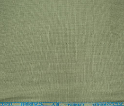 Cadini Men's Cotton Linen Solids 2.25 Meter Unstitched Shirting Fabric (Pista Green)