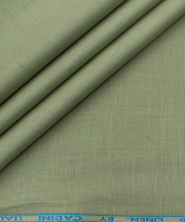 Cadini Men's Cotton Linen Solids 2.25 Meter Unstitched Shirting Fabric (Pista Green)