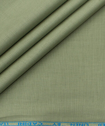 Cadini Men's Cotton Linen Solids 2.25 Meter Unstitched Shirting Fabric (Pista Green)