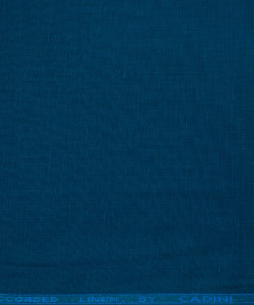 Cadini Men's Cotton Linen Solids 2.25 Meter Unstitched Shirting Fabric (Royal Blue)