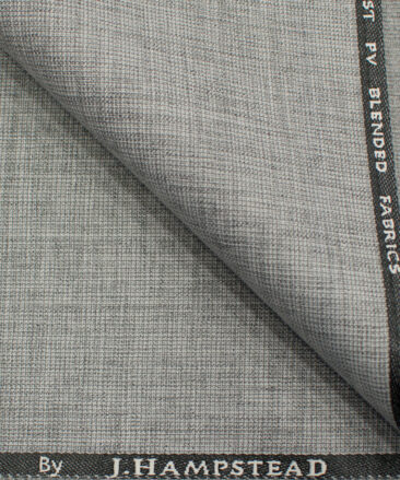 J.Hampstead Men's Polyester ViscoseStructured 3.75 Meter Unstitched Suiting Fabric (Light Grey)