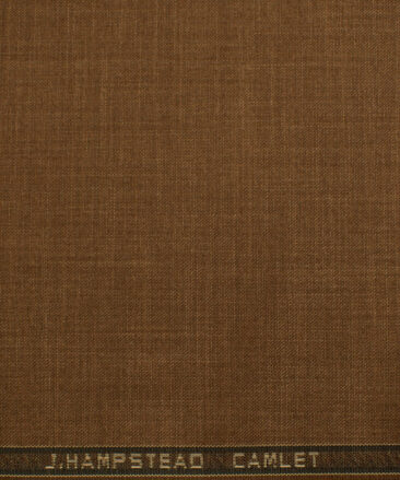 J.Hampstead Men's Terry Rayon (65 + 35) Structured 3.75 Meter Unstitched Suiting Fabric (Rust Brown)