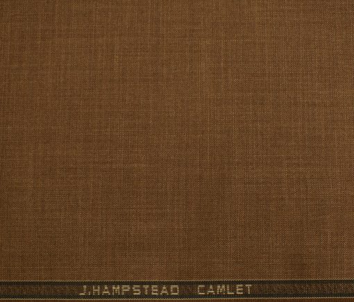 J.Hampstead Men's Terry Rayon (65 + 35) Structured 3.75 Meter Unstitched Suiting Fabric (Rust Brown)