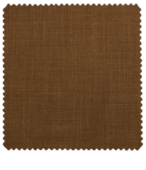 J.Hampstead Men's Terry Rayon (65 + 35) Structured 3.75 Meter Unstitched Suiting Fabric (Rust Brown)