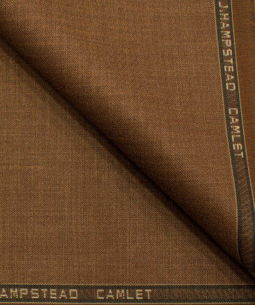 J.Hampstead Men's Terry Rayon (65 + 35) Structured 3.75 Meter Unstitched Suiting Fabric (Rust Brown)