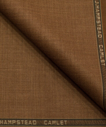 J.Hampstead Men's Terry Rayon (65 + 35) Structured 3.75 Meter Unstitched Suiting Fabric (Rust Brown)