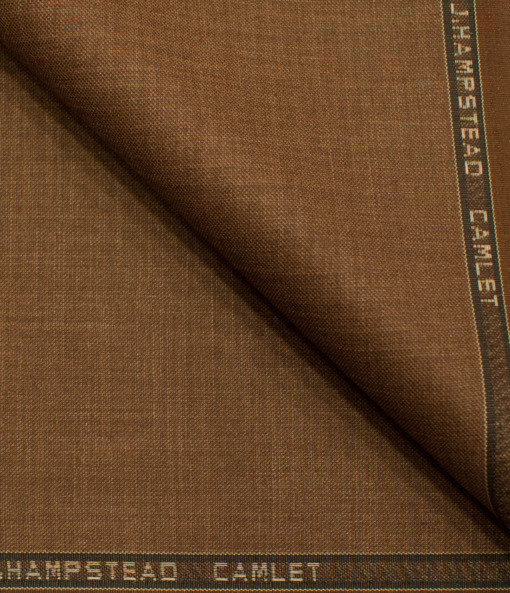 J.Hampstead Men's Terry Rayon (65 + 35) Structured 3.75 Meter Unstitched Suiting Fabric (Rust Brown)