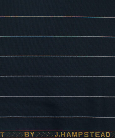 J.Hampstead Men's Terry Rayon (65 + 35) Striped 3.75 Meter Unstitched Suiting Fabric (Dark Blue)