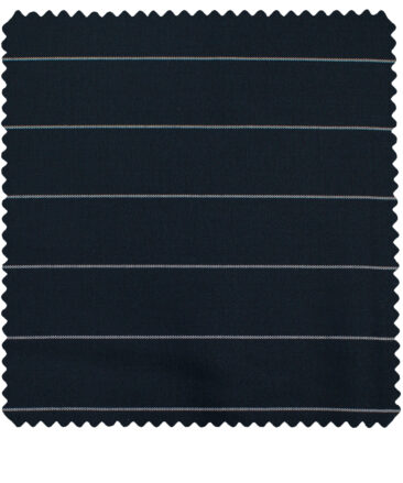 J.Hampstead Men's Terry Rayon (65 + 35) Striped 3.75 Meter Unstitched Suiting Fabric (Dark Blue)