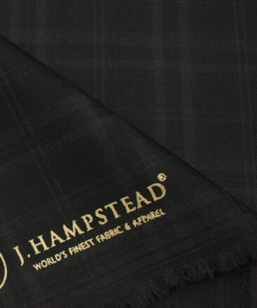 J.Hampstead Men's Terry Rayon (71 + 29) Checks 3.75 Meter Unstitched Suiting Fabric (Black)