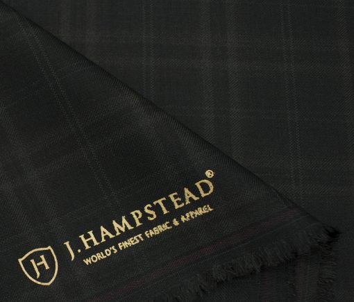 J.Hampstead Men's Terry Rayon (71 + 29) Checks 3.75 Meter Unstitched Suiting Fabric (Black)