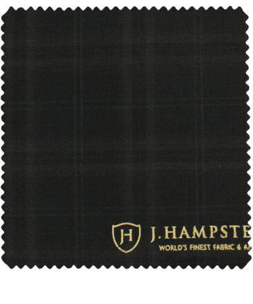 J.Hampstead Men's Terry Rayon (71 + 29) Checks 3.75 Meter Unstitched Suiting Fabric (Black)