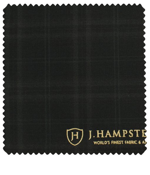 J.Hampstead Men's Terry Rayon (71 + 29) Checks 3.75 Meter Unstitched Suiting Fabric (Black)