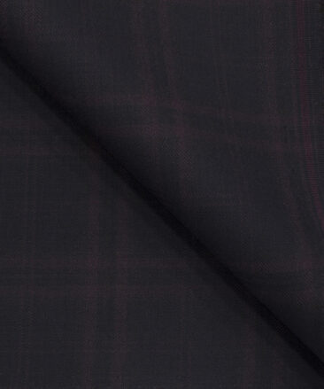 J.Hampstead Men's Terry Rayon (71 + 29) Checks 3.75 Meter Unstitched Suiting Fabric (Dark Wine )