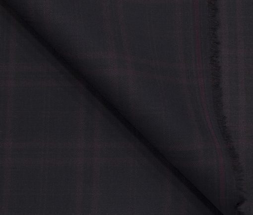 J.Hampstead Men's Terry Rayon (71 + 29) Checks 3.75 Meter Unstitched Suiting Fabric (Dark Wine )