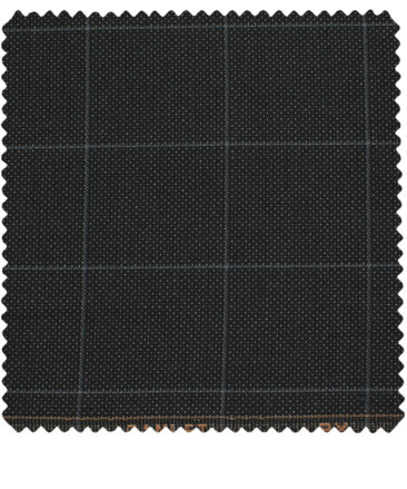 J.Hampstead Men's Terry Rayon (74 + 26) Checks 3.75 Meter Unstitched Suiting Fabric (Black)