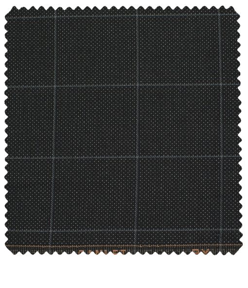 J.Hampstead Men's Terry Rayon (74 + 26) Checks 3.75 Meter Unstitched Suiting Fabric (Black)