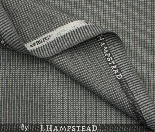 J.Hampstead Men's Polyester Viscose Structured 3.75 Meter Unstitched Suiting Fabric (Light Grey)