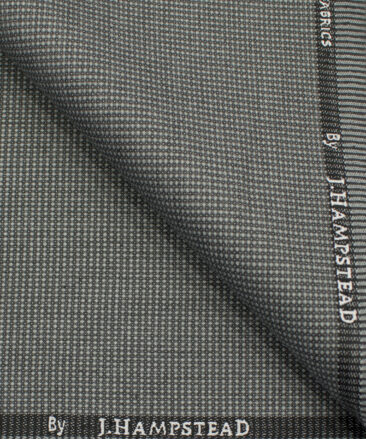 J.Hampstead Men's Polyester Viscose Structured 3.75 Meter Unstitched Suiting Fabric (Light Grey)