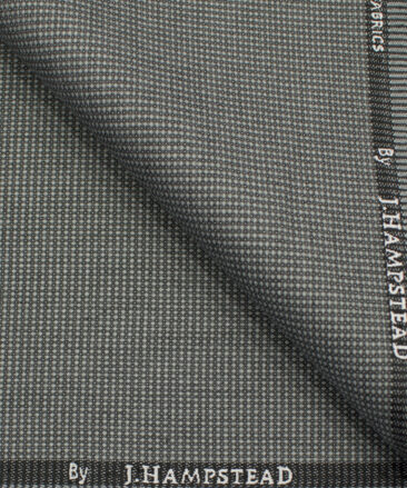 J.Hampstead Men's Polyester Viscose Structured 3.75 Meter Unstitched Suiting Fabric (Light Grey)