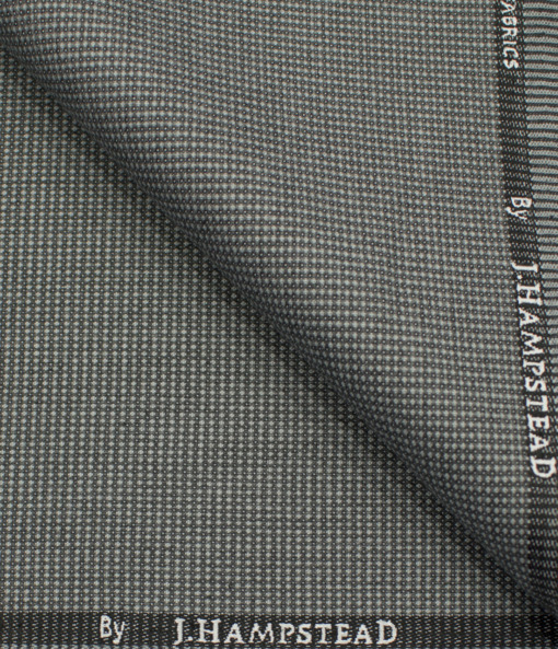 J.Hampstead Men's Polyester Viscose Structured 3.75 Meter Unstitched Suiting Fabric (Light Grey)