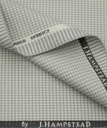 J.Hampstead Men's Polyester Viscose Checks 3.75 Meter Unstitched Suiting Fabric (Light Grey)