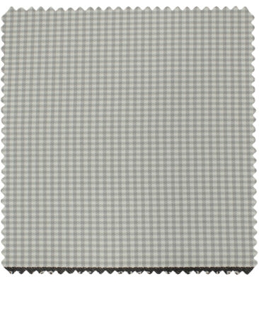 J.Hampstead Men's Polyester Viscose Checks 3.75 Meter Unstitched Suiting Fabric (Light Grey)