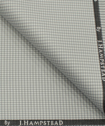 J.Hampstead Men's Polyester Viscose Checks 3.75 Meter Unstitched Suiting Fabric (Light Grey)