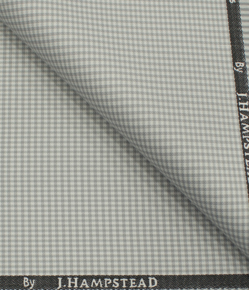 J.Hampstead Men's Polyester Viscose Checks 3.75 Meter Unstitched Suiting Fabric (Light Grey)