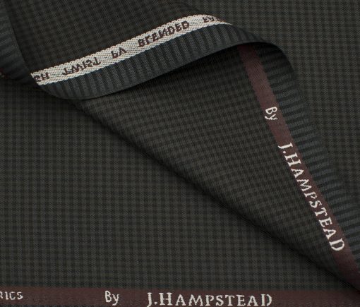 J.Hampstead Men's Polyester Viscose Checks 3.75 Meter Unstitched Suiting Fabric (Dark Brown)