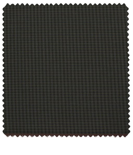 J.Hampstead Men's Polyester Viscose Checks 3.75 Meter Unstitched Suiting Fabric (Dark Brown)