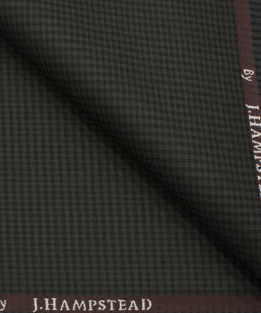 J.Hampstead Men's Polyester Viscose Checks 3.75 Meter Unstitched Suiting Fabric (Dark Brown)