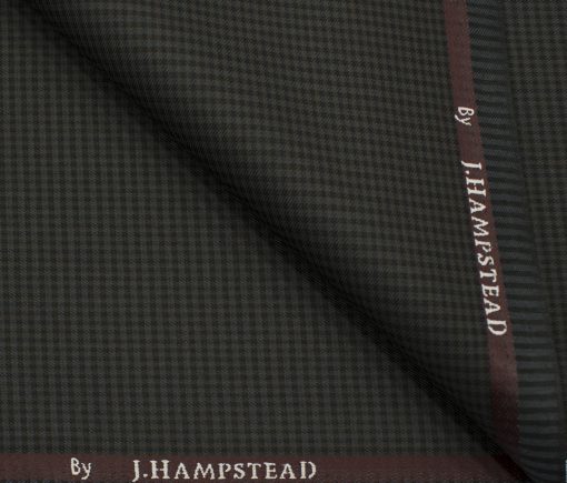 J.Hampstead Men's Polyester Viscose Checks 3.75 Meter Unstitched Suiting Fabric (Dark Brown)