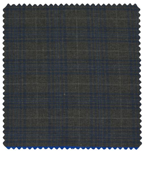 J.Hampstead Men's Polyester Viscose Checks 3.75 Meter Unstitched Suiting Fabric (Grey)