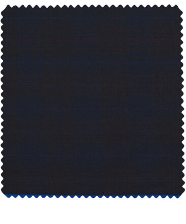 J.Hampstead Men's Polyester Viscose Checks 3.75 Meter Unstitched Suiting Fabric (Dark Blue)