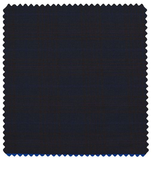 J.Hampstead Men's Polyester Viscose Checks 3.75 Meter Unstitched Suiting Fabric (Dark Blue)