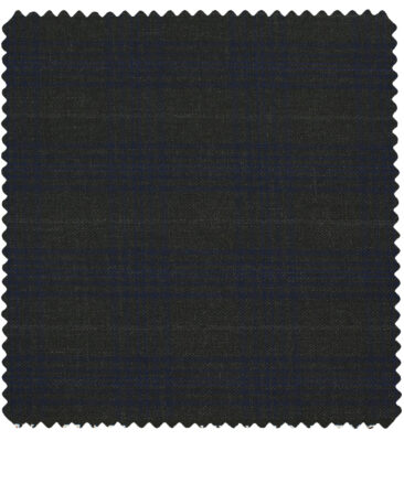 J.Hampstead Men's Polyester Viscose Checks 3.75 Meter Unstitched Suiting Fabric (Dark Grey)