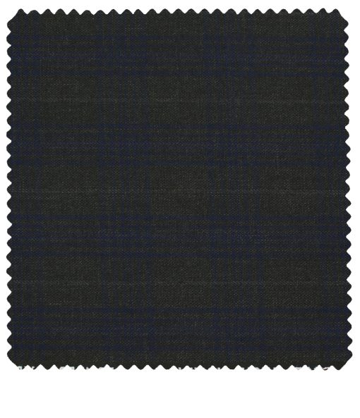 J.Hampstead Men's Polyester Viscose Checks 3.75 Meter Unstitched Suiting Fabric (Dark Grey)