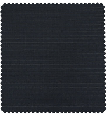 J.Hampstead Men's Polyester Viscose Striped 3.75 Meter Unstitched Suiting Fabric (Dark Navy Blue )