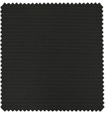 J.Hampstead Men's Polyester Viscose Striped 3.75 Meter Unstitched Suiting Fabric (Black)