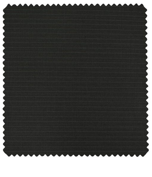 J.Hampstead Men's Polyester Viscose Striped 3.75 Meter Unstitched Suiting Fabric (Black)