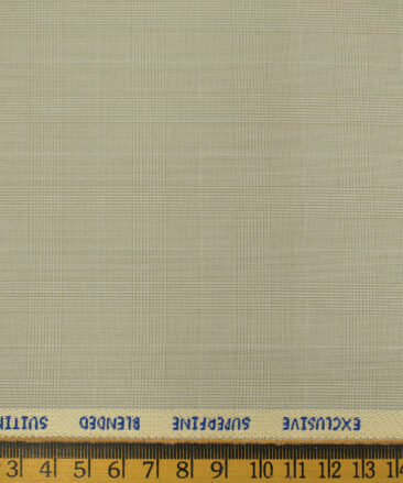 J.Hampstead Men's Polyester Viscose Checks 3.75 Meter Unstitched Suiting Fabric (Buttermilk Beige)